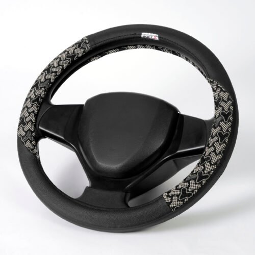 Soft X India Luxury Custom Fit Steering Wheel Cover Black Jute Texture