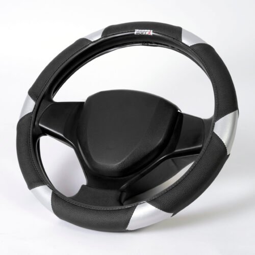 Soft X India Luxury Black Metallic Silver Custom Fit Steering Cover