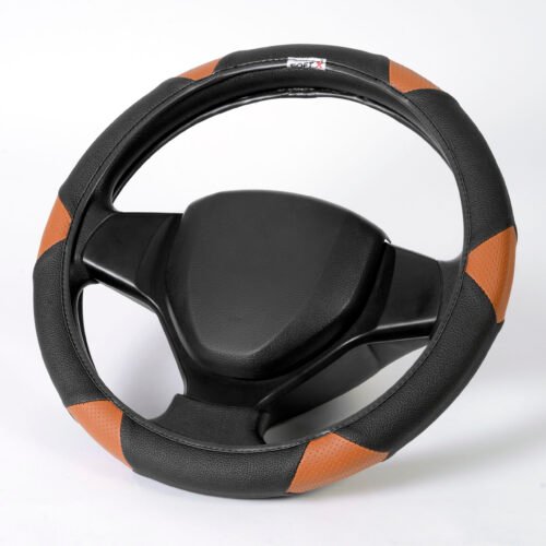 Soft X India Custom Fit Car Steering Cover Black Tan Premium Design