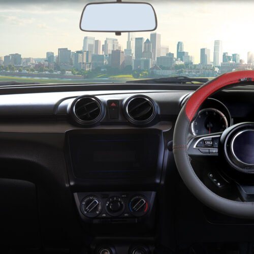 Soft X India Super Deluxe Custom Fit Car Steering Cover Black Red