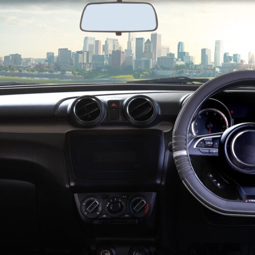 Soft X India Deluxe Black Metallic Silver Custom Car Steering Cover