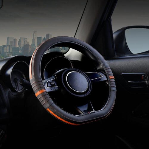 Soft X India Deluxe Custom Fit D Shape Steering Wheel Cover Black Tan